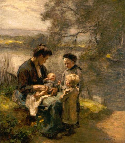 Leon Augustin Lhermitte Woman with Child and Two Children china oil painting image